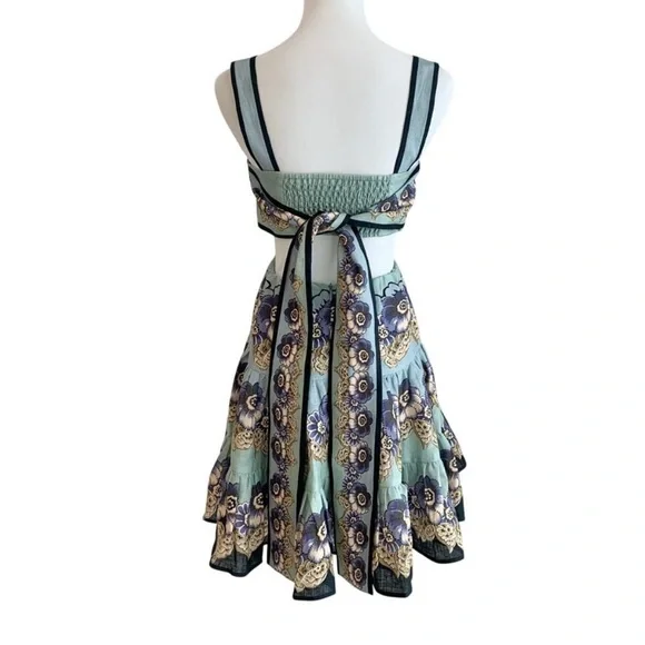 chinese dress ladies Off-White Embroidered Orla Cut-Out Linen Mini Dress main image 0